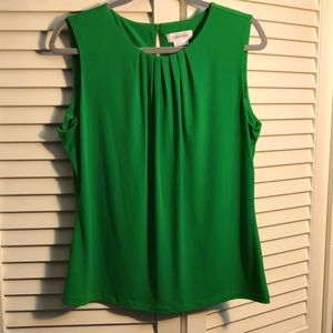 Calvin Klein Pleated Sleeveless Kelly Green Blouse